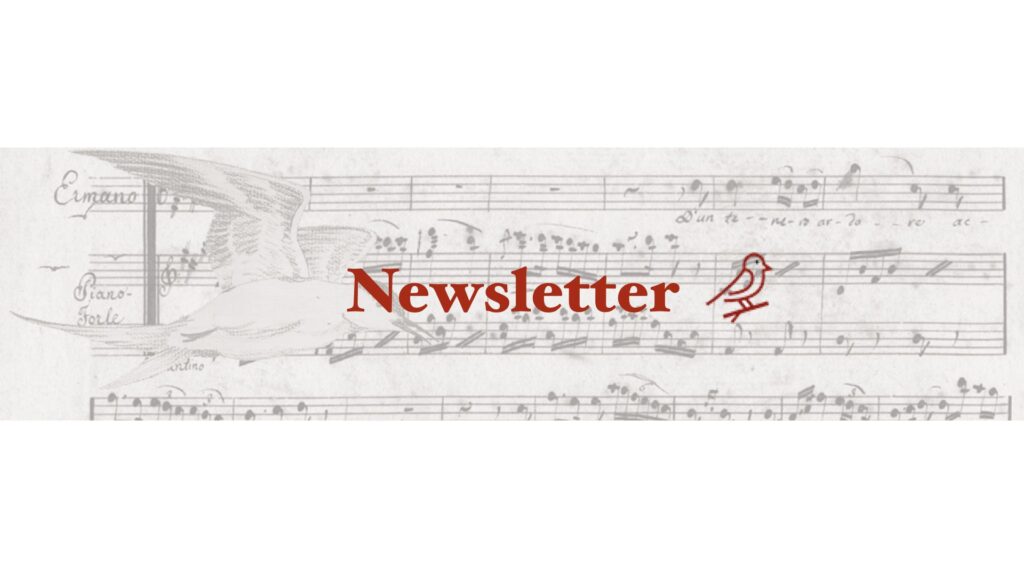 newsletter con sfondo di una partitura antica