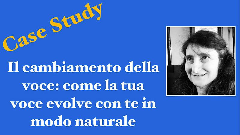 locandina dell'articolo "Il cambiamento della voce: come la tua voce evolve con te in modo naturale" della categoria Casi Studio con primo piano di Monica Kircheis