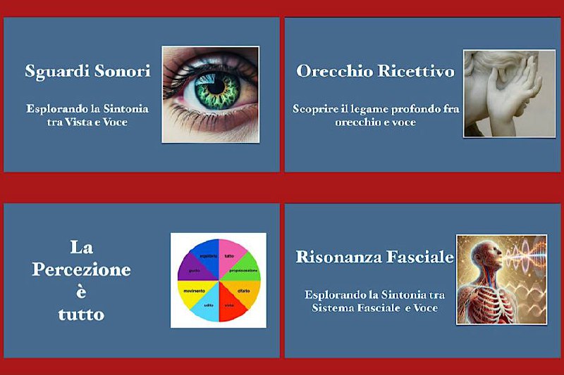 le varie locandine dei corsi tematici sulla voce