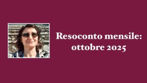 locandina dell'articolo "Resoconto mensile ottobre 2025" con primo piano di Monica Kircheis